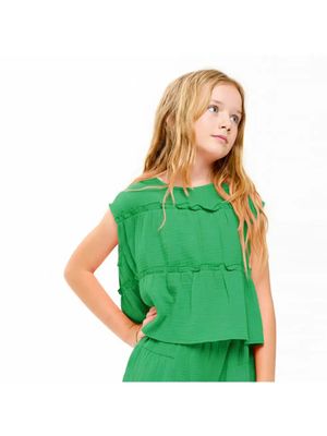 Green Gauze Tiered Top