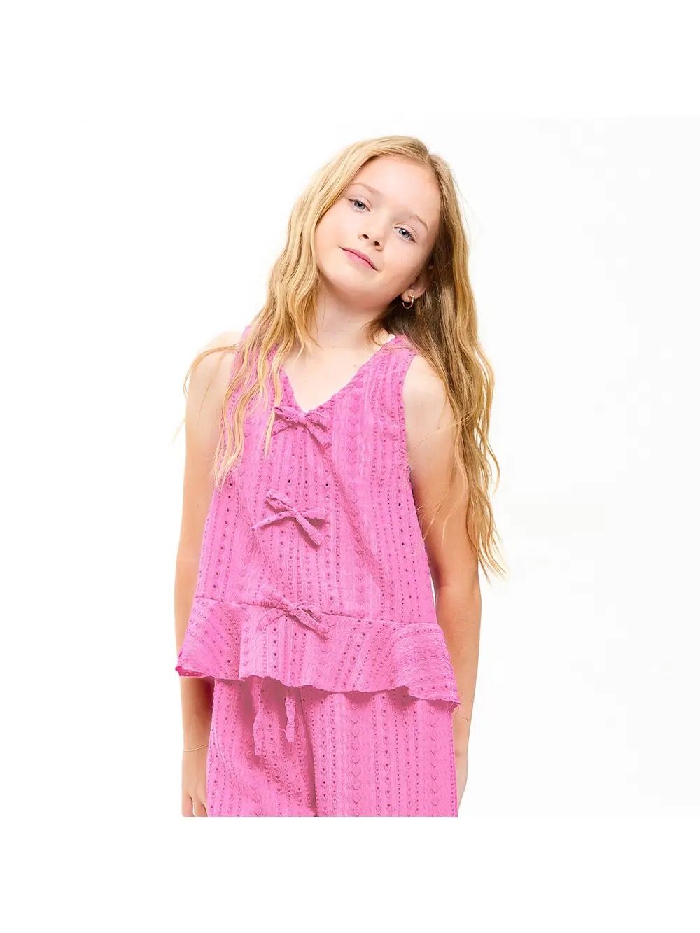 Good Girl Emb Eyelet Top-Light Pink