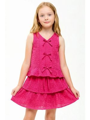 Good Girl Emb Eyelet Top-Hot Pink