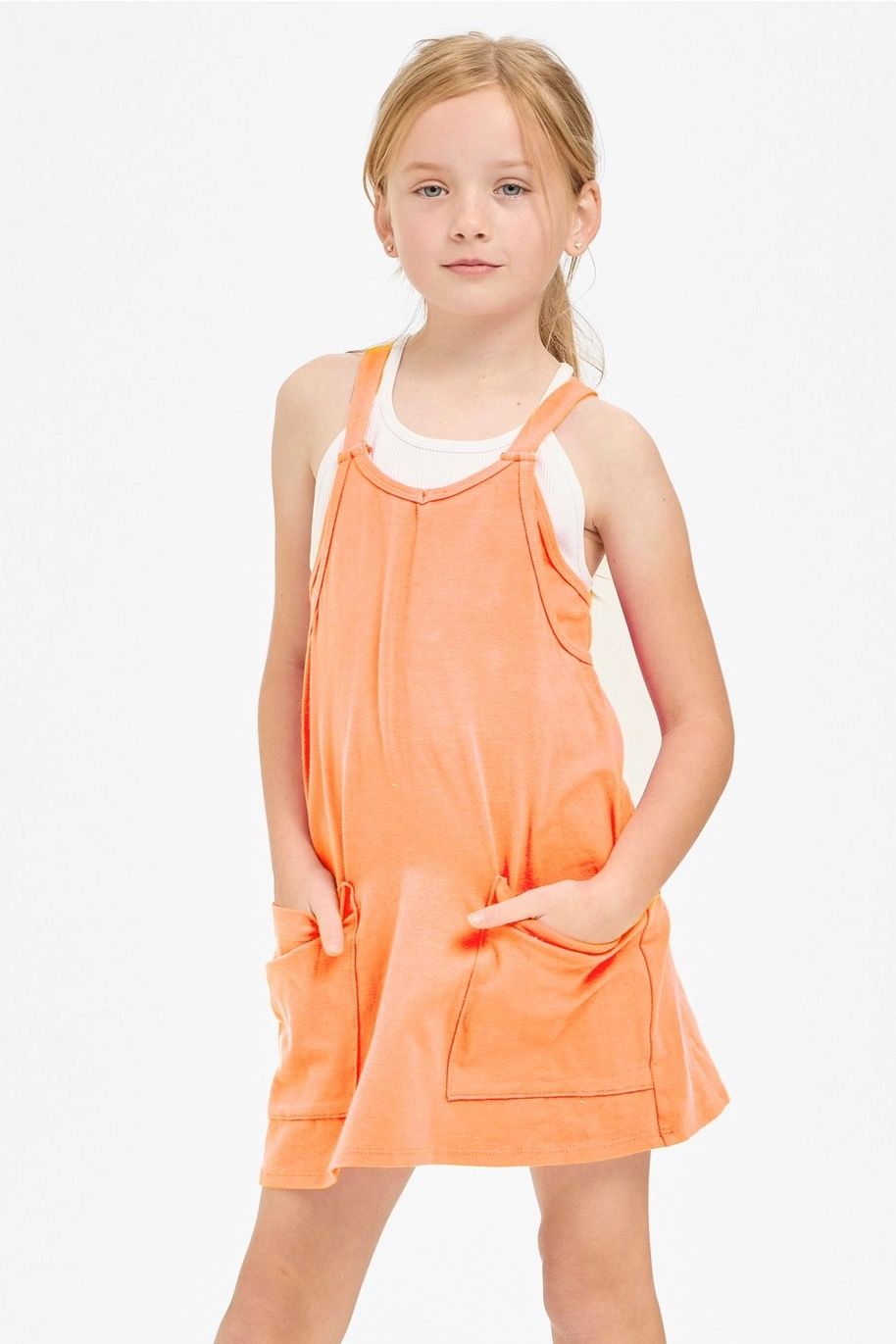 GG Tank Dress w/ Bulit in Romper-Neon Orange