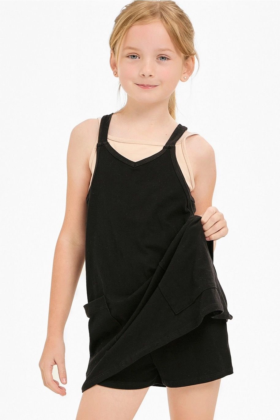 GG Tank Dress w/ Bulit in Romper-Black
