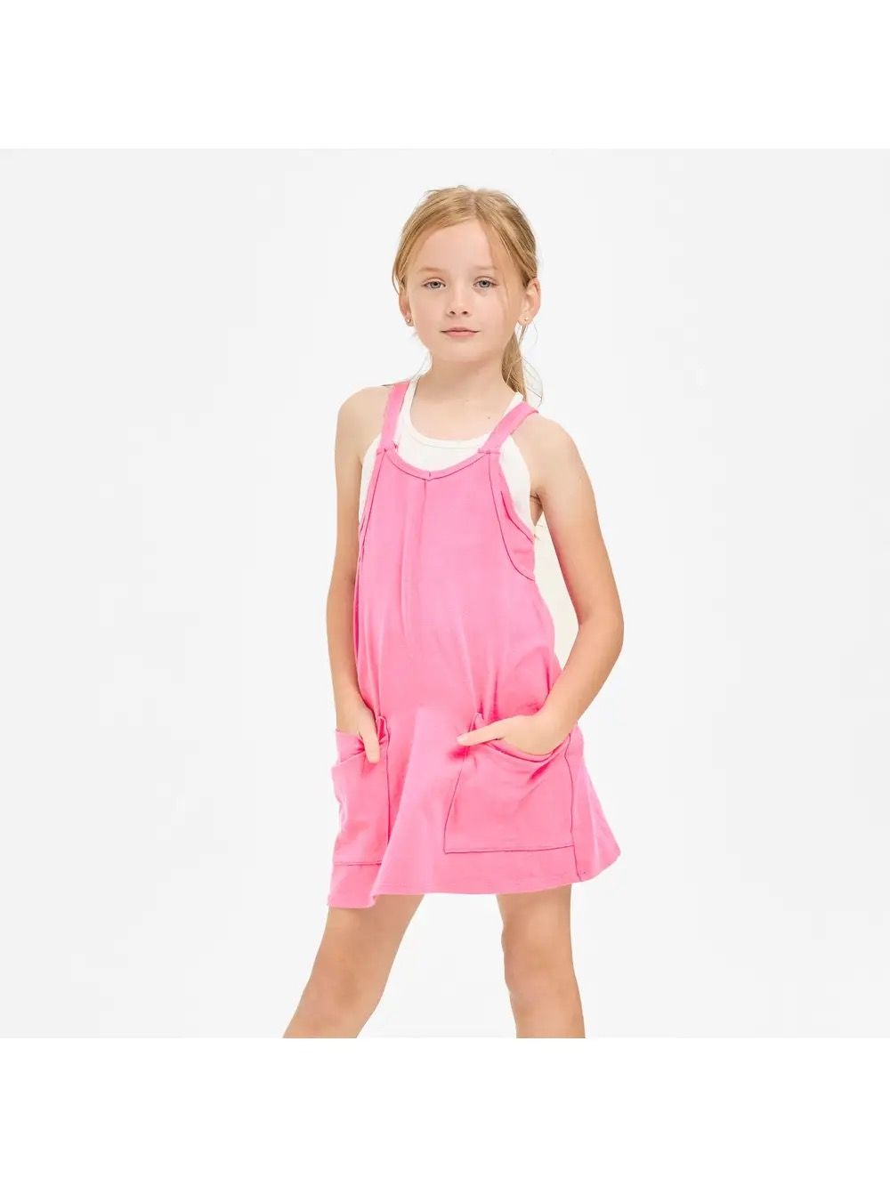 GG Tank Dress w/ Bulit in Romper-Neon Pink