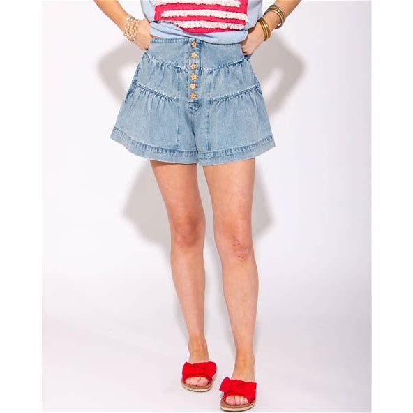 Peach Love Tiered Denim Shorts