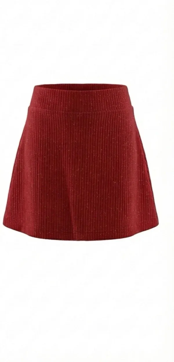 Libba Velour Skirt-Red