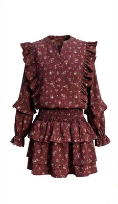 Campbell Dress- Burgundy Vintage Floral
