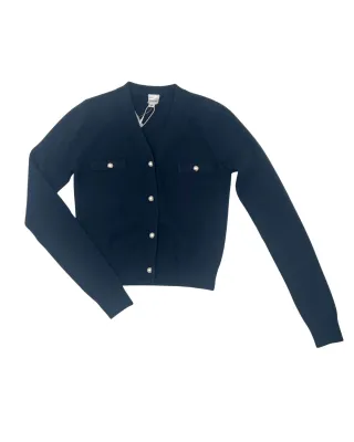 Mickey Cardigan W/Pearls-Navy