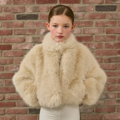 Faux Fur Crop Jacket-Creme Oat