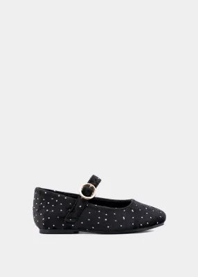 Annabelle Mini Black Velvet Flats
