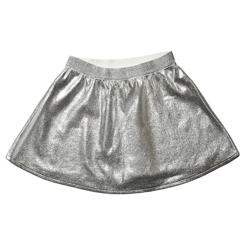 Leather Skater Skirt-Silver