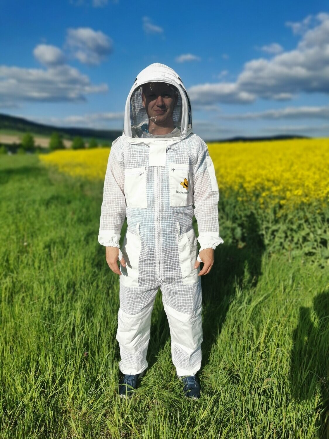 Imkeranzug  Overall 3-lagig, mit Atmungsnetz und Fechtschleier weiss
