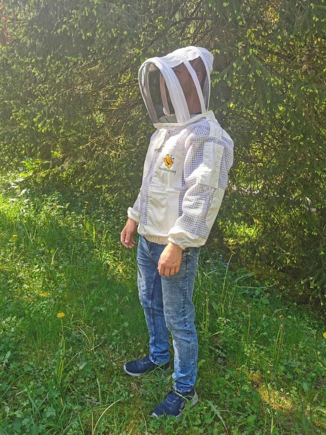 Imkerjacke 3-lagig, mit Atmungsnetz und Fechtschleier weiss mit LOGO