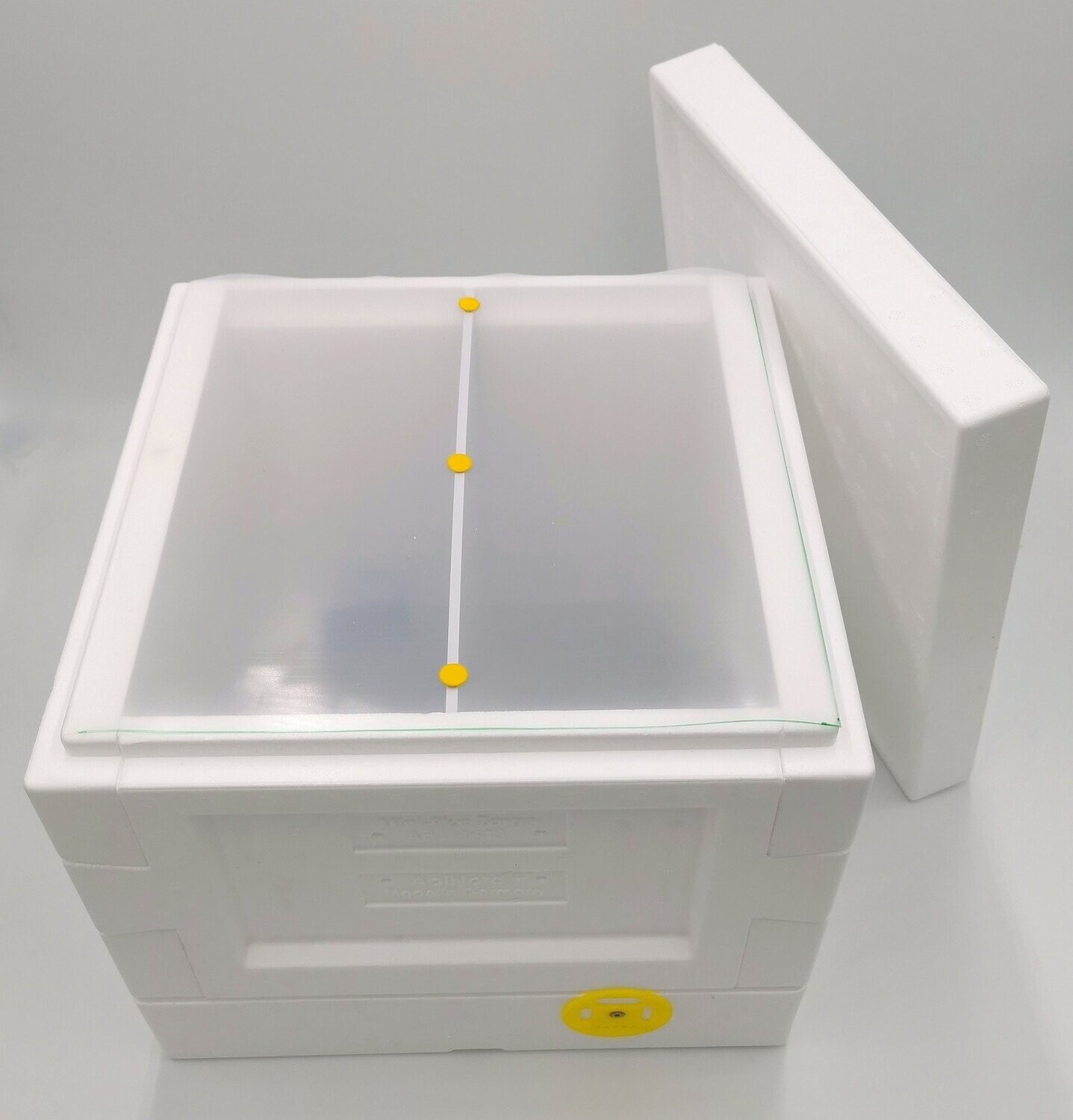 Mini Plus  2er Ablegerkasten, Königinnenzucht,Hartschaum mit Folie und 2x Drohnenabsperrgitter