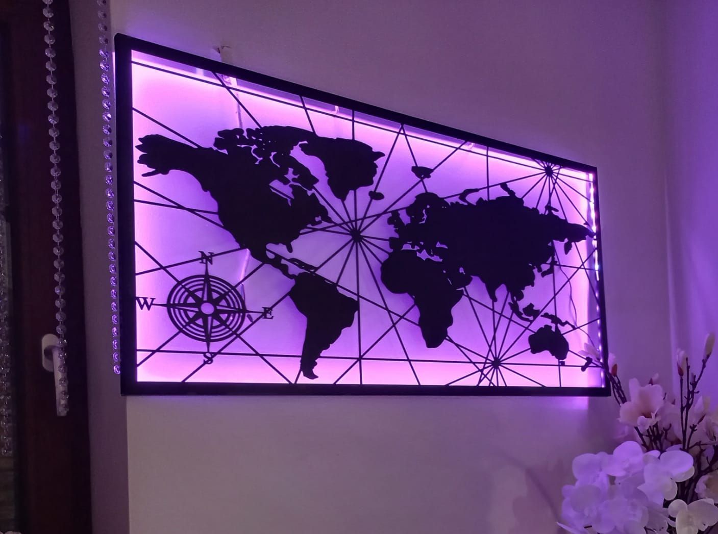 Wandbild Metall Weltkarte schwarz 117x57cm Wanddeko