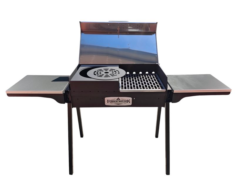 FORGEWERK Grill Mangal,3mm Stahl, 35x70cm, Grill auf Spießen ,Kochen im Topf und Pfane, Grill auf Rost