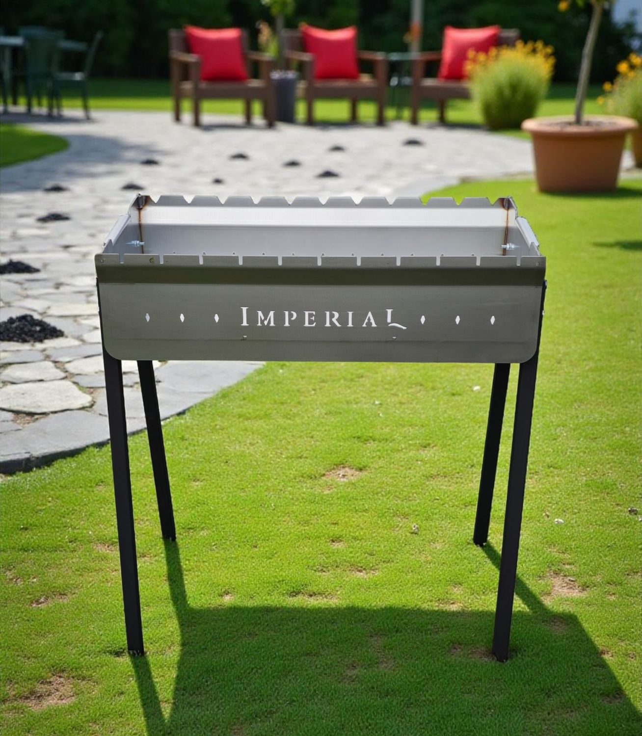 Edelstahl Grill Mangal, Grill auf Spießen ,Kochen im Topf und Pfane, Grill auf Rost, Variante: Mangal ohne Aufsätze