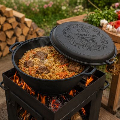 12L Kasan aus Gusseisen WOK aus Usbekistan Kessel Kazan