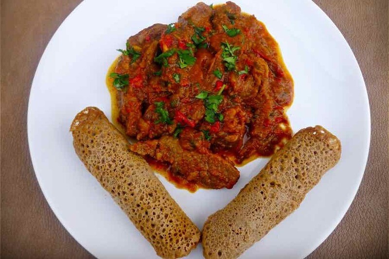 Eritrean Zigni with ACU noodles or ACU Quinoa noodles