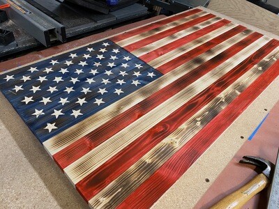 Hand carved American Flag