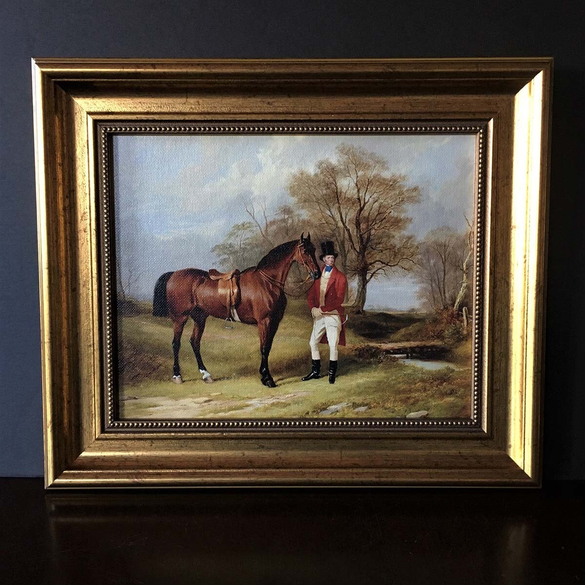 Saddled Hunter Equestrian Themed Framed Canvas
