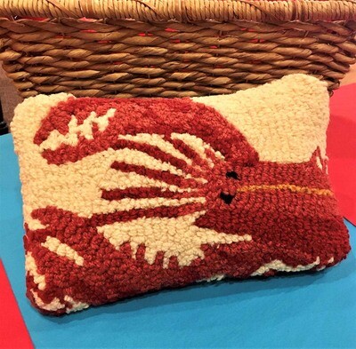 Red Lobster Hooked Wool Pillow