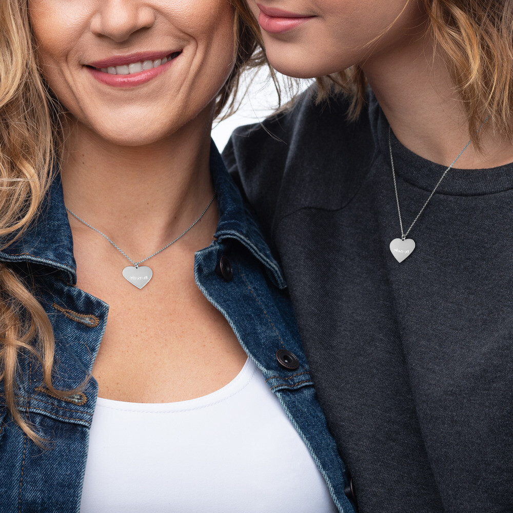Engraved Silver Heart Necklace Engraved Silver Heart Necklace
