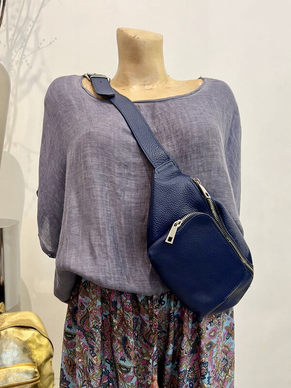 Royal Blue Leather Moonbag