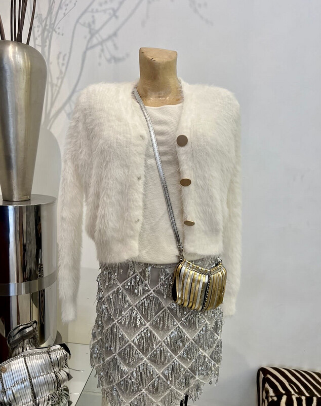 Aztek Fully Beaded Sequin Skirt With Delicate Feather Detail