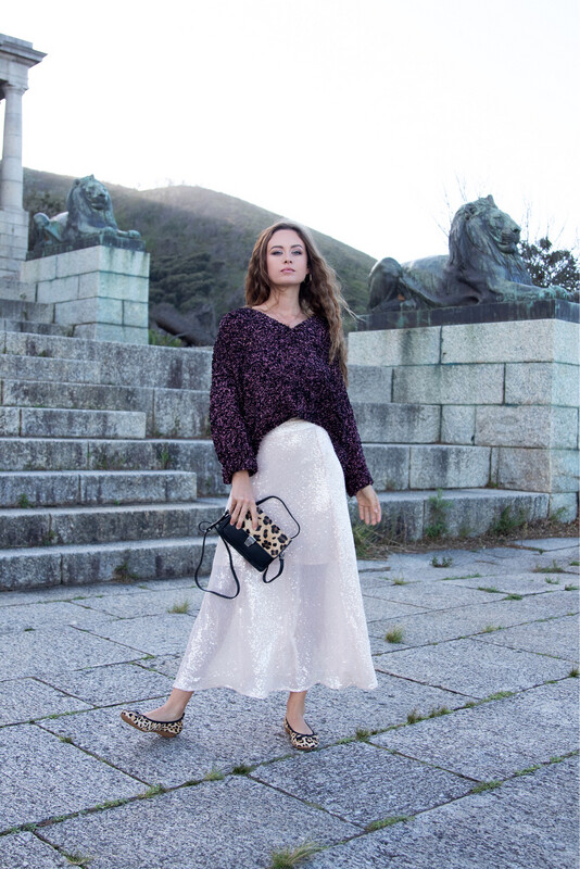 Water Small Sequin Winter White Maxi Skirt