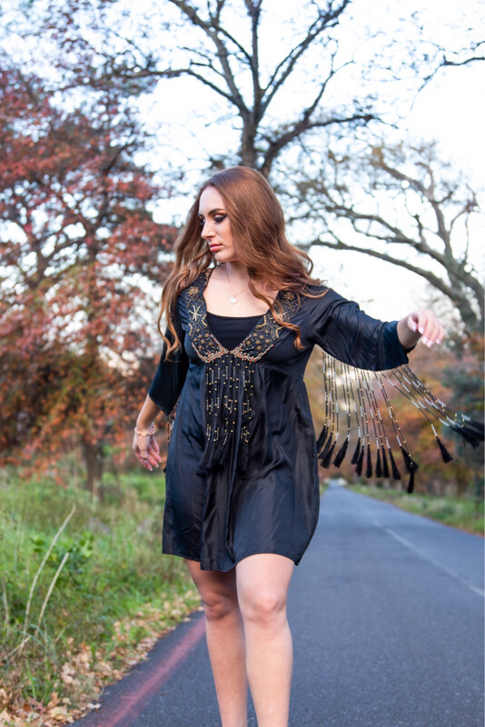 Silky Tassel And Beaded Embellished Beaded Dress