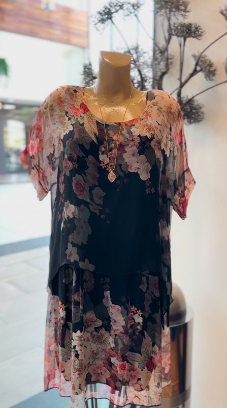 Silk Floral Layered Dress