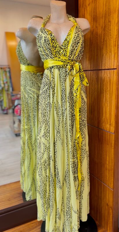 Leopard Print Halter Neck Wrap Dresses With A Low Back