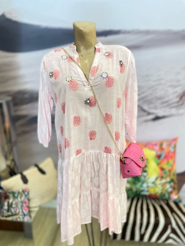 Ice Pink Beaded And Embroidered Dress