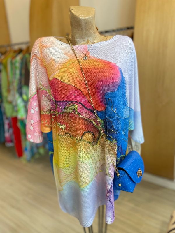 Bright Marble Print Knit Dress