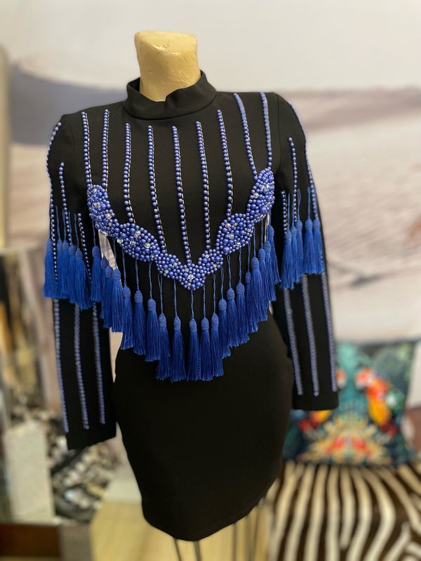 Beaded Tassel Detail Bodycon Dress