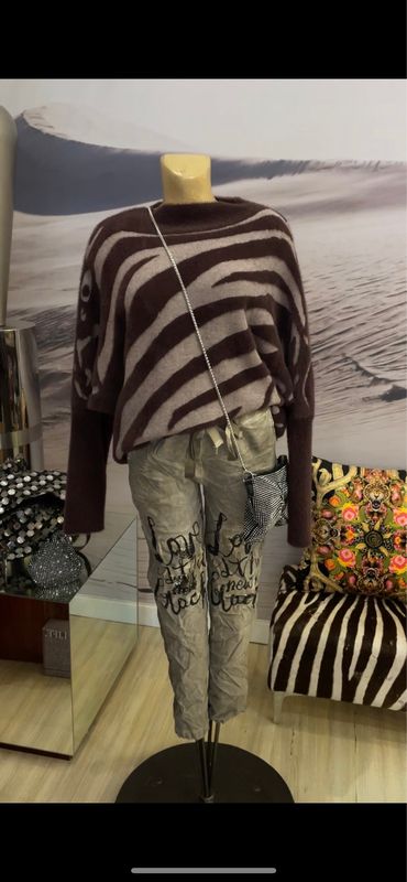 Striped Fluffy Knit Tops
