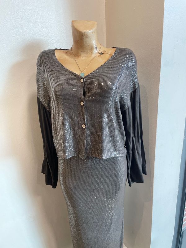 Charcoal Sequins Top