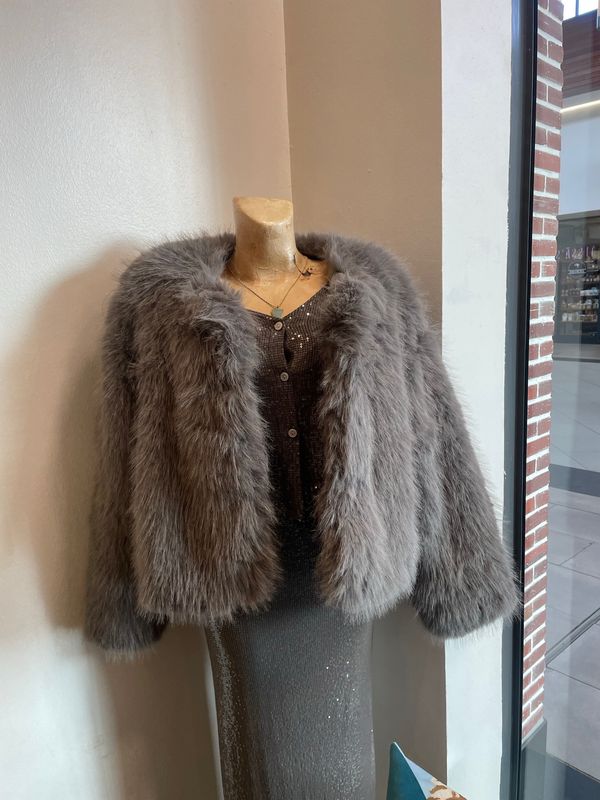 Charcoal Grey Faux Fur Jacket