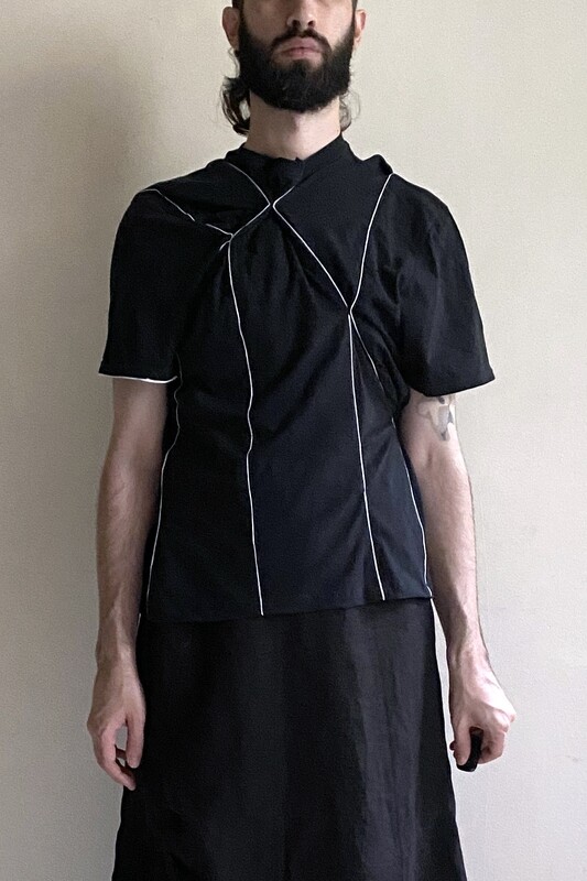 grosgrain tee, black/white