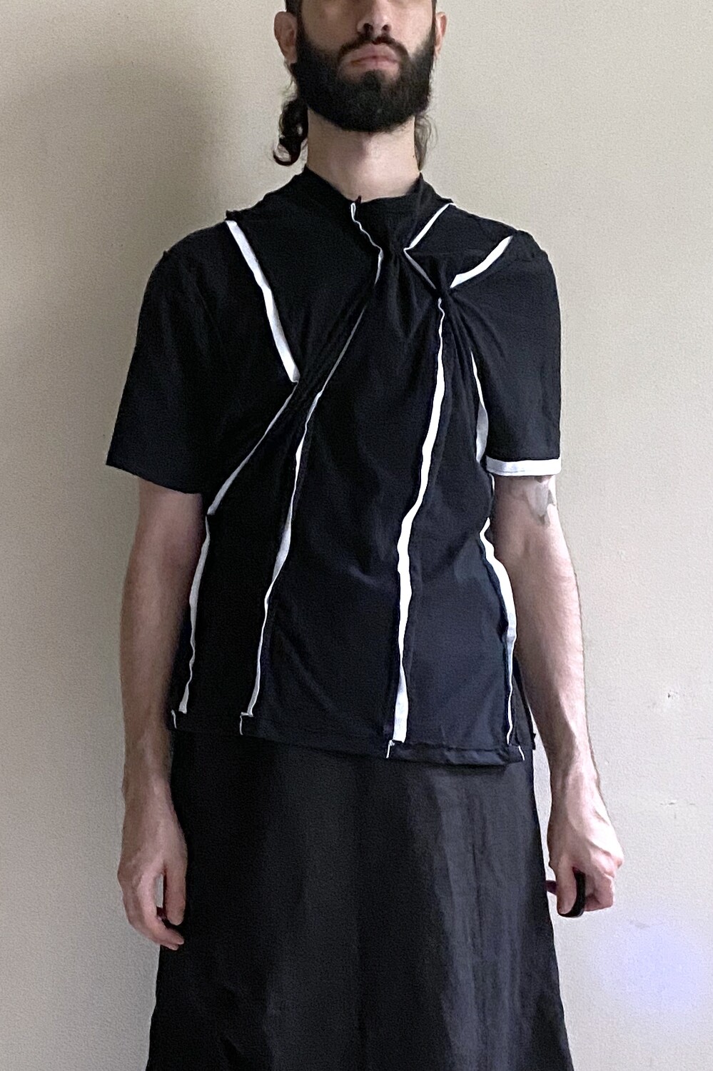 grosgrain tee, black/white