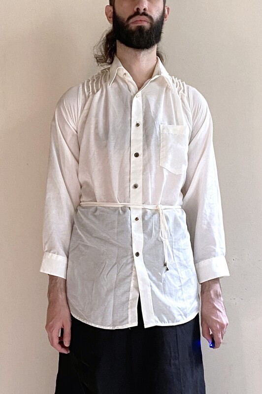 reworked shoelace shirt, ivory