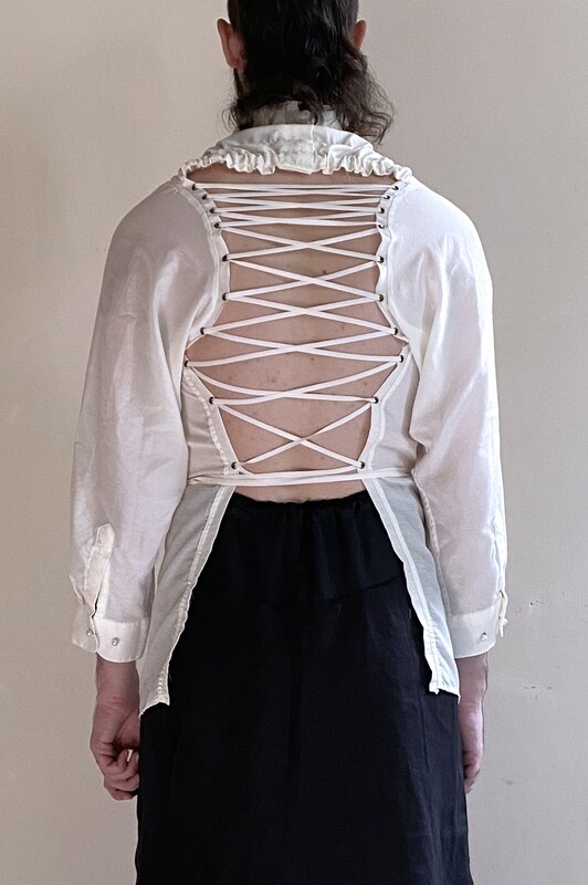 reworked shoelace shirt, ivory