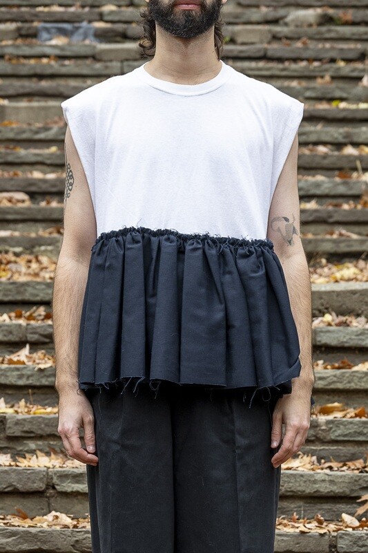 sleeveless baby doll tee, white/navy