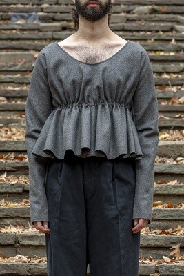 wool felt shortgown, dark grey melange