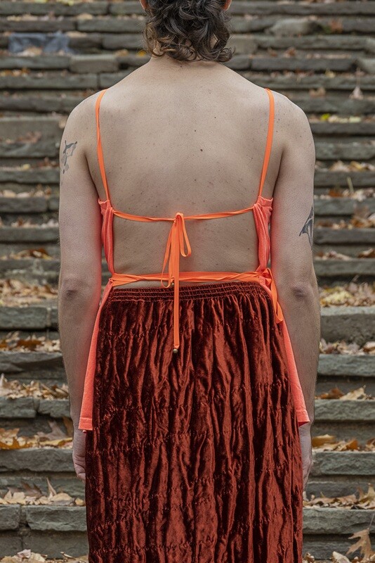 backless camisole tee, bright coral