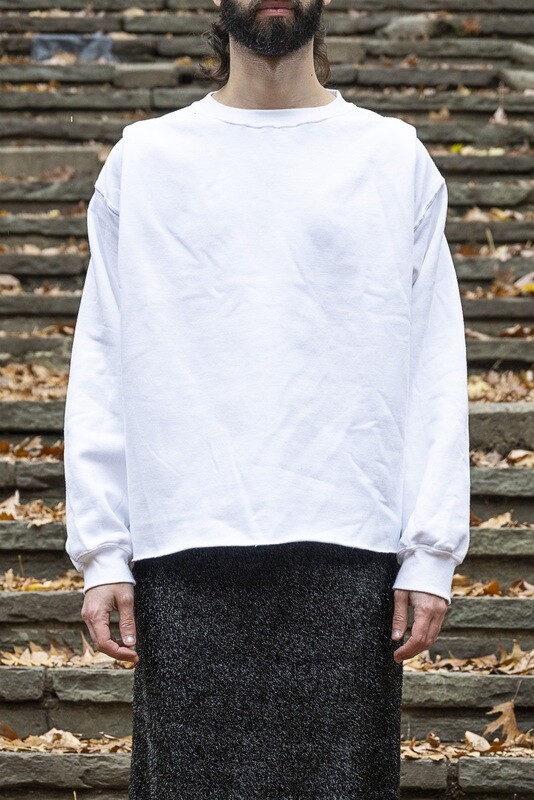 backless sweatshirt, white