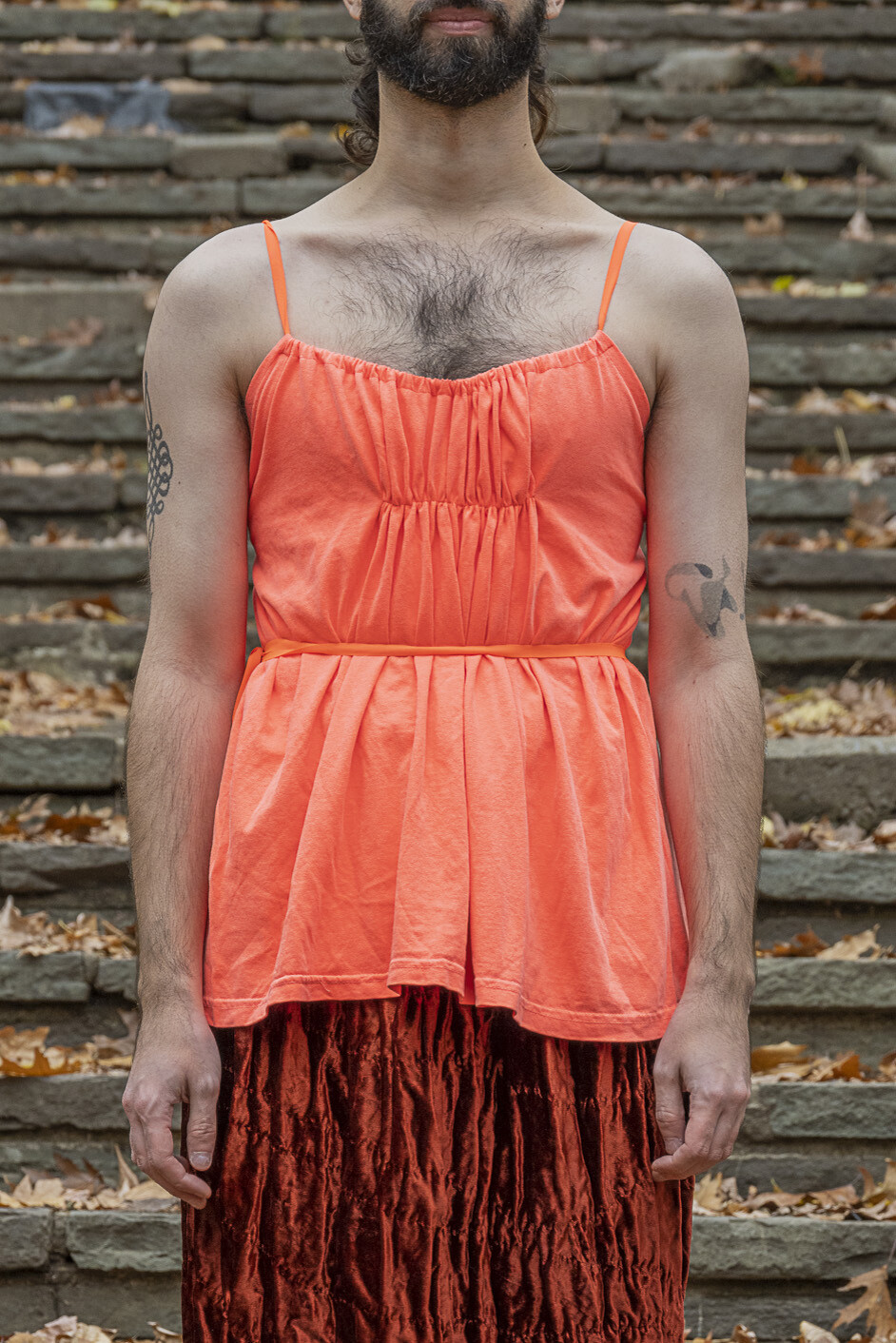 backless camisole tee, bright coral