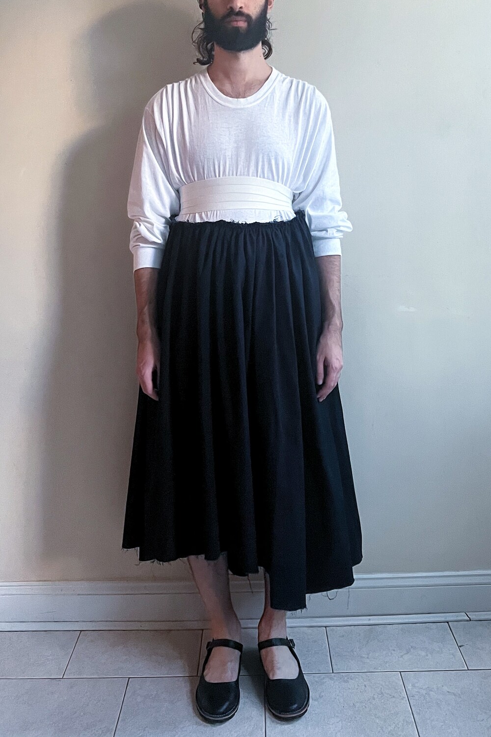 long sleeve flowy dress, white/navy