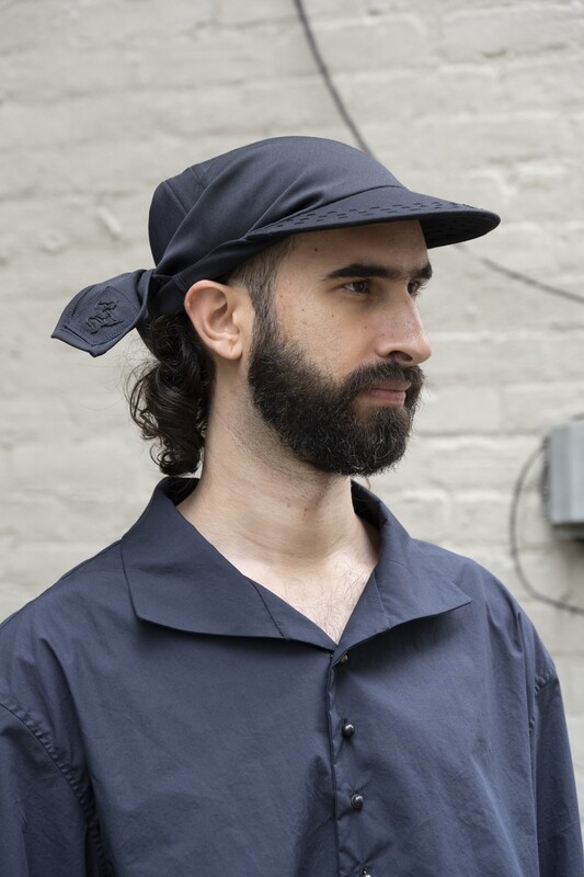 wool gabardine cap, dark navy