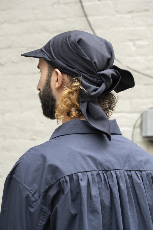 wool gabardine cap, dark navy