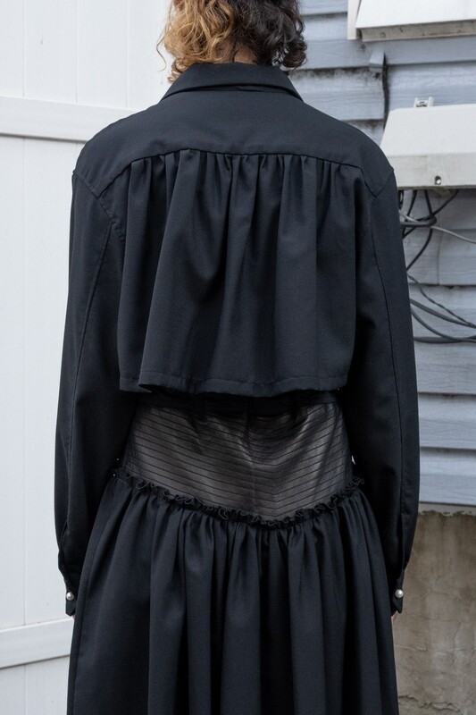 wool cropped shirt, black